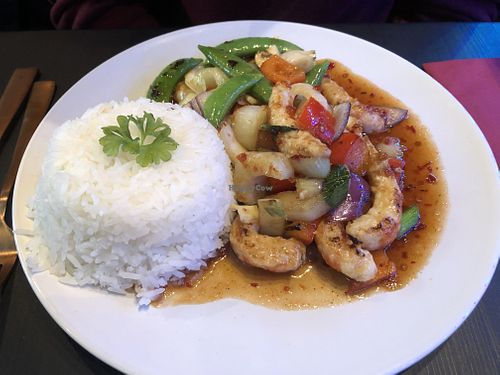 Spicy (very!) “shrimps”, vegan at New Vegas in Haarlem