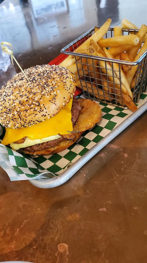 Vegan breakfast sandwich at Vegan Avenue in San Antonio