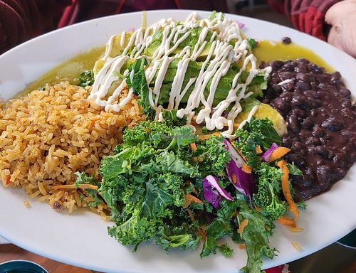 Enchiladas at Vegan Avenue in San Antonio
