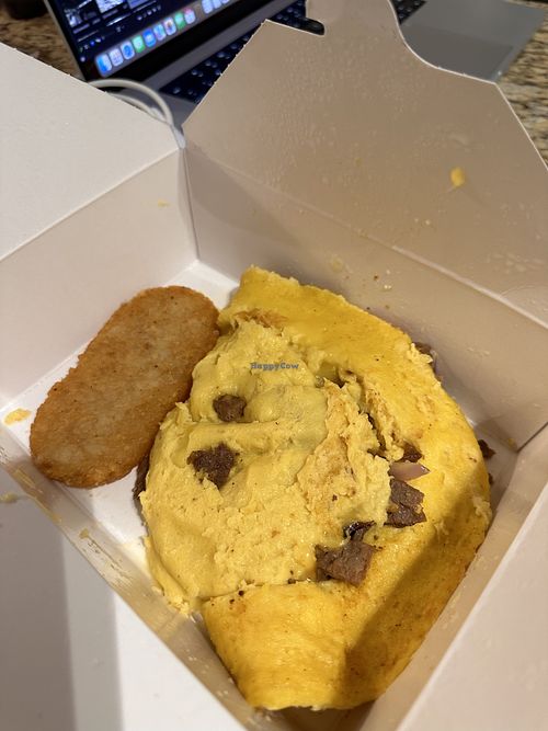 Steak omelette to-goo  at Vegan Avenue in San Antonio