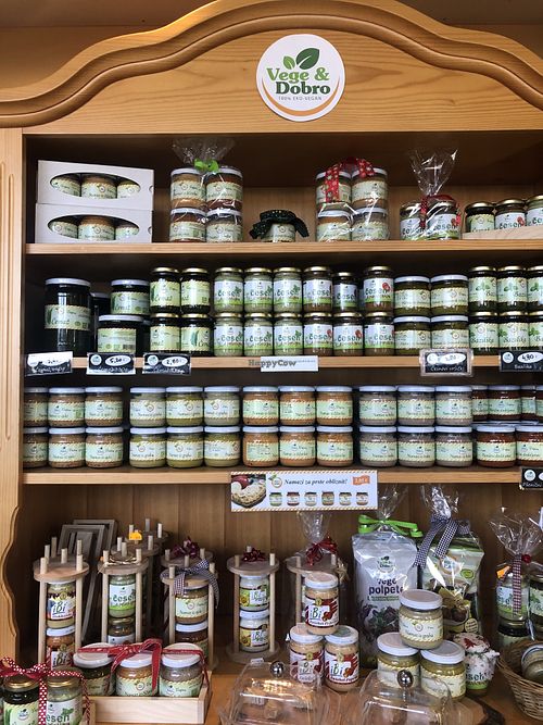 lots of locally produced spreads at Vege & Dobro  in Ljubljana
