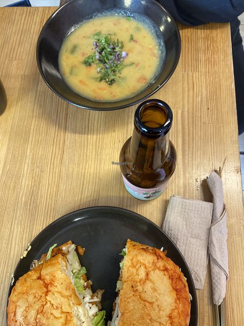 Aerial View of Soupa de Habas, Kombucha, y Pambazo 😋  at Pali Pali del Valle in Mexico City