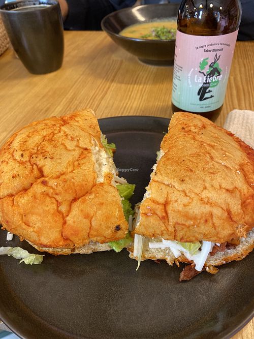 Vegan Pambazo Close-Up - Filling  at Pali Pali del Valle in Mexico City