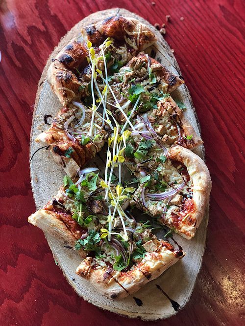 Vegan Bbq chick-n pizza  at Green Peas in Culver City