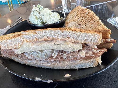 Reuben with potato salad  at Rebel Cheese in Austin