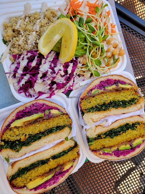 2 Kale burgers and Follow me to kale at Fala Bar in Santa Barbara