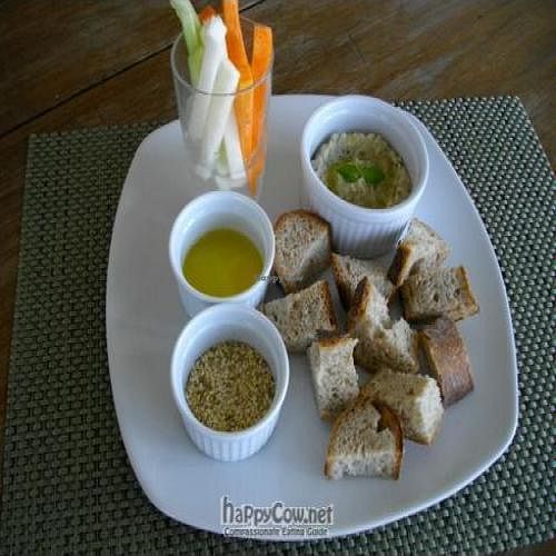 Corner Tree Starter Plate - combination of white bean humus, veg sticks, bread and dukka at Corner Tree Cafe in Makati