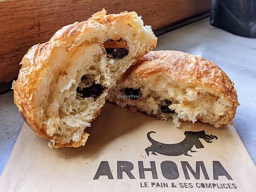 Vegan chocolate croissant at La Fabrique Arhoma in Montreal