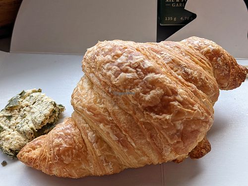 Vegan croissant with Vegnature cashew cheese I bought from the refrigerator at La Fabrique Arhoma in Montreal