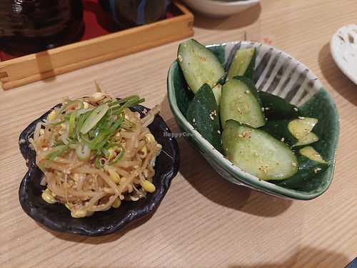 Side dishes at Gyozaoh Dotonbori in Osaka