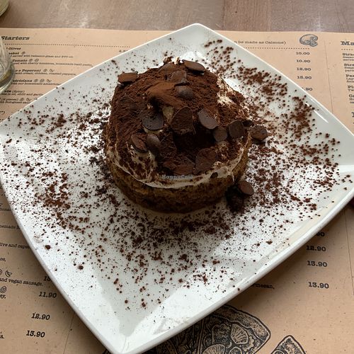 Tiramisu at Sora Lella Roman Vegan Restaurant in Edinburgh