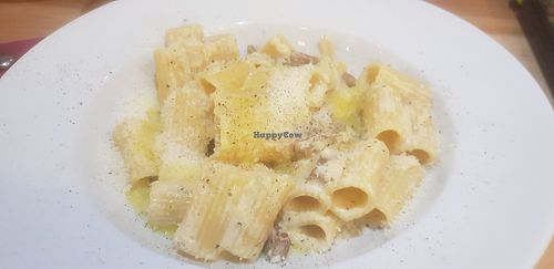 Mezze maniche alla carbonara 😋 at Sora Lella Roman Vegan Restaurant in Edinburgh