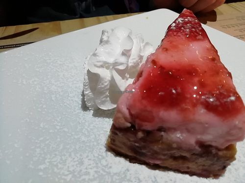 Cheezecake at Sora Lella Roman Vegan Restaurant in Edinburgh