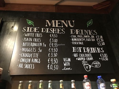 Side menu at Freaking Vegan in Haarlem