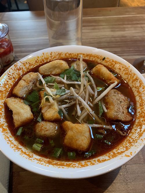 Spicy tofu vegan pho   at Pho - Spitalfields in London