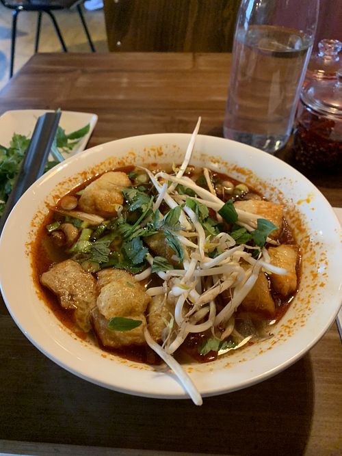 Spicy tofu vegan pho   at Pho - Spitalfields in London