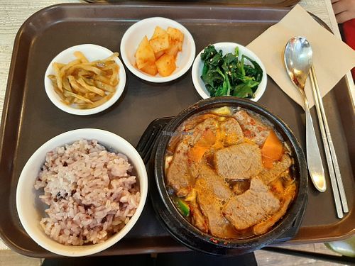 bulgogijjigae at Loving Hut Cafe in Seoul