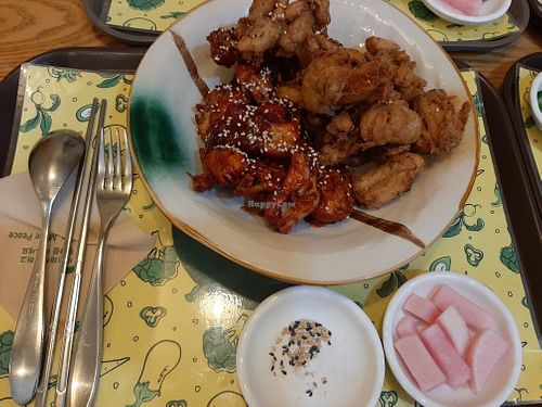 half half veg-chick! at Loving Hut Cafe in Seoul