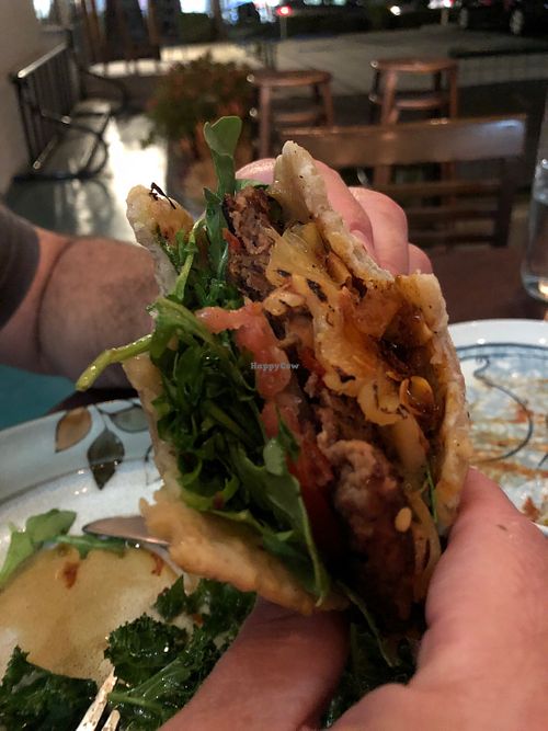 Hawaii 5 -0 burger with coconut bacon at EVE in Oceanside