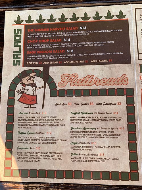 Menu  at EVE in Oceanside