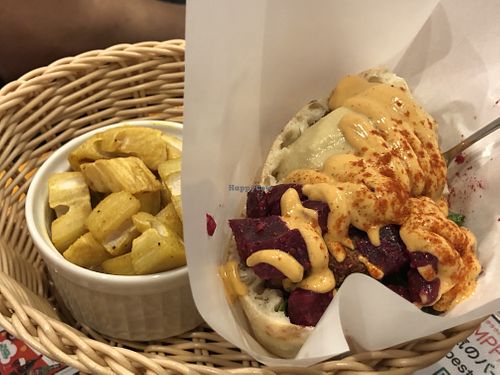 Lotus root dries and falafel sandwich  at Falafel Brothers - Shibuya in Tokyo