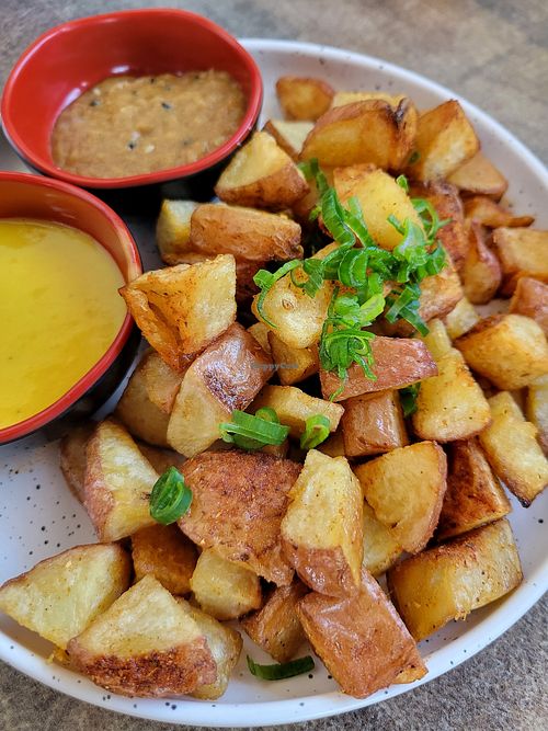 Roasted potatoes. A bit too salty for me at Violeta in Santiago