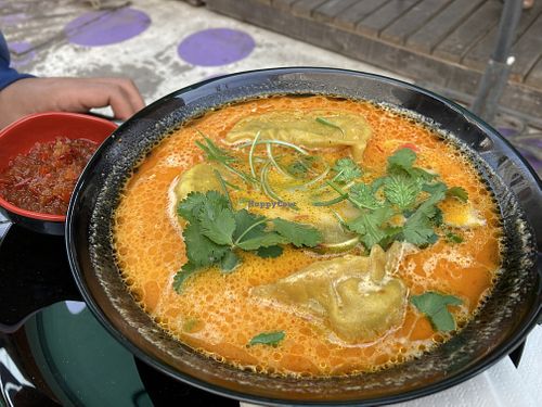 Oily soup  at Violeta in Santiago