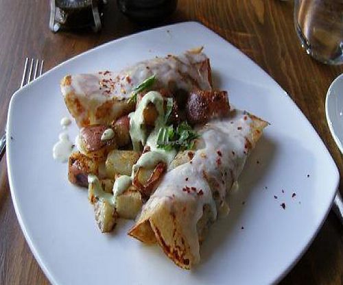 mushroom crepes at Plum Bistro in Seattle