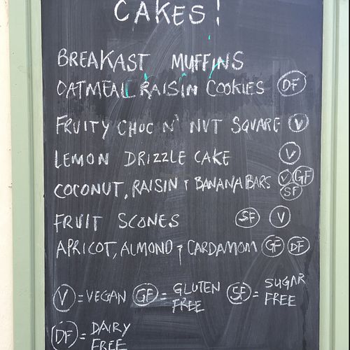 Daily specials (v) means vegan  at Nourish in Inverness