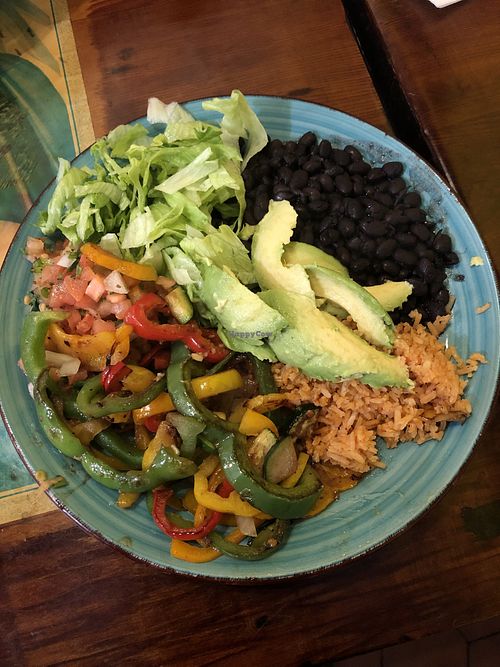 vegan plate! comes with 2 tortillas and chips  at La Cumbre Taqueria in San Francisco