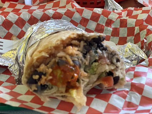 Face it taking a picture of a burrito is not glamorous, but the flavors are great    at La Cumbre Taqueria in San Francisco