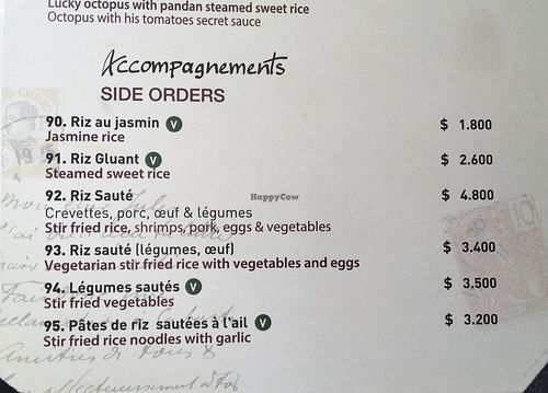 Menu at Le Bistrot Viet in Santiago
