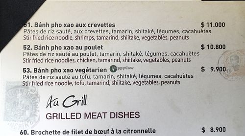 Menu at Le Bistrot Viet in Santiago