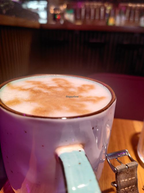 Oatmilk latte at Mission in Moscow