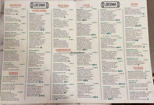 Menu  at Lúcuma VZLA in Barcelona