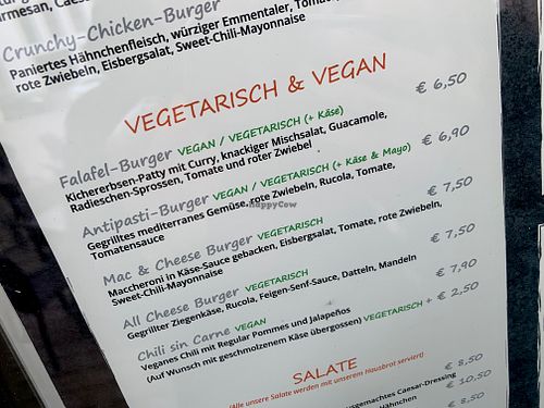 menu at Plan B Burgers in Deggendorf