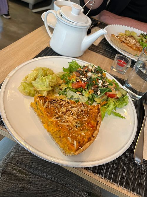 Lentils quiche and salad   at Raiz in Aveiro