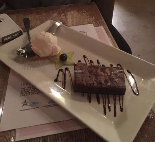 Brownie with soy vanilla ice cream at Busboys and Poets - Langston Lofts in Washington