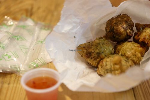 "fish" cakes at Plant Lyfe in Saint Peter