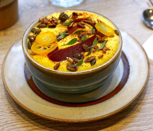 Carrot mousse + Kumquats (appetizer 02/2023) at the friendly kitchen in Paris