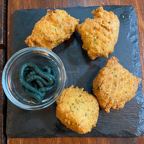 Falafel with spinach sauce  at A Raices in Gran Canaria