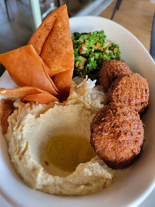 Falafel bowl lunch special - the rice was kind of weird mixed with noodles at The Green House in Willemstad