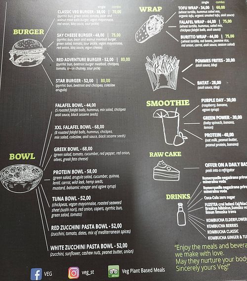 Burgers, bowls, wraps, dribns and cakes at VEG in Split