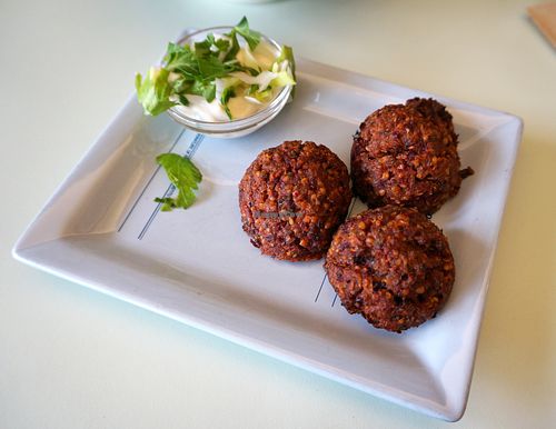 Beet balls at Le Botaniste - Bailli in Brussels