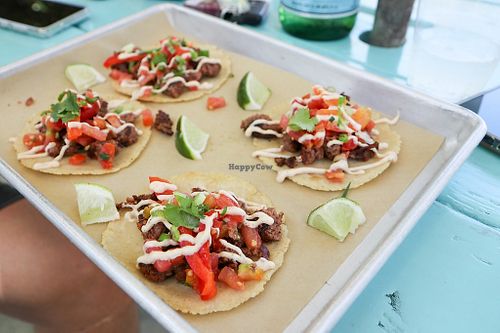 vegan tacos with plant beef at Blanchards Restaurant and Beach Shack in West End Village