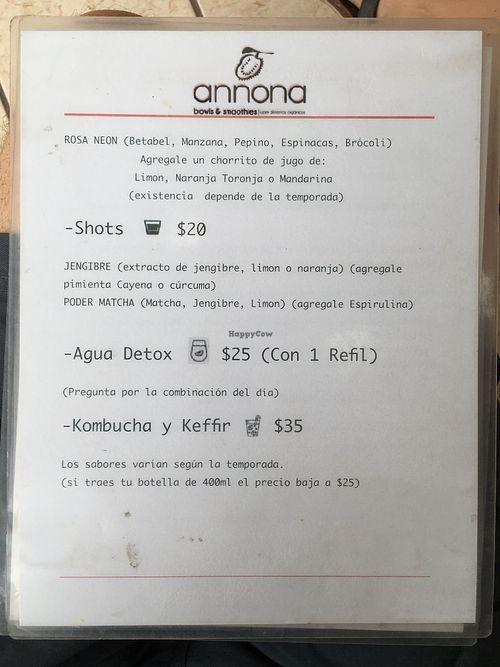 Menú 4 at Annona in Oaxaca