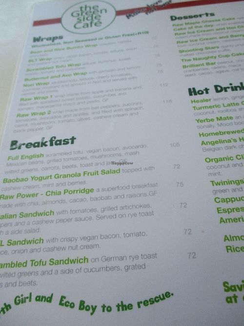 Wide variety of breakfast options at The Greenside Cafe in Johannesburg