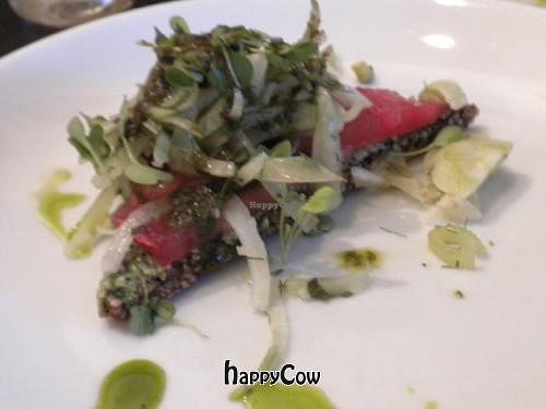 Live Pizza starter--there were three of these triangles in the serving. Sorry we tucked in before snapping the shot! at Blossoming Lotus - Irvington in Portland