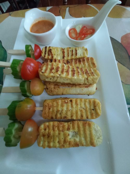 Tofu satay at Shewe Vegan & Vegetarian Cafe in Chiang Mai