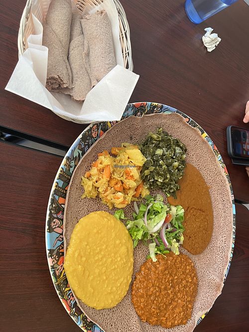 Veggie combo platter  at Haleluya Ethiopian Gourmet in Fremont